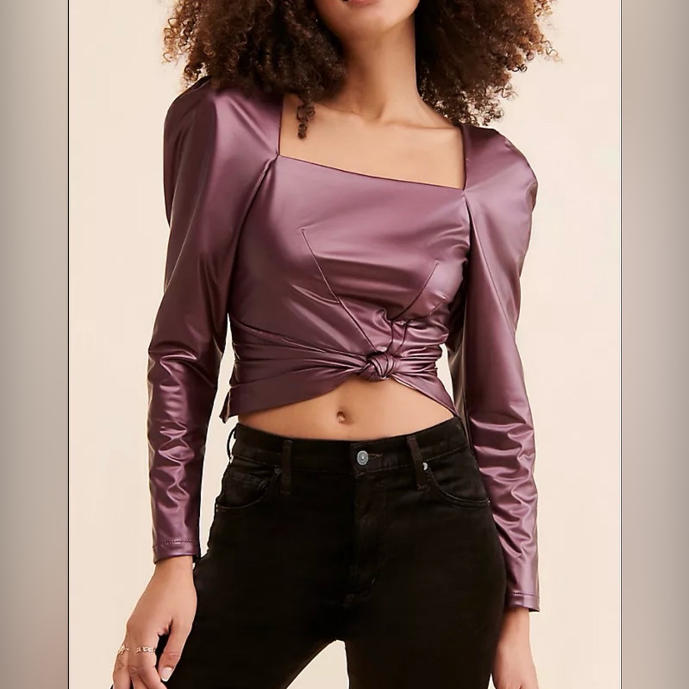 Anthropologie Hutch Vegan Leather Rumer Top size 10